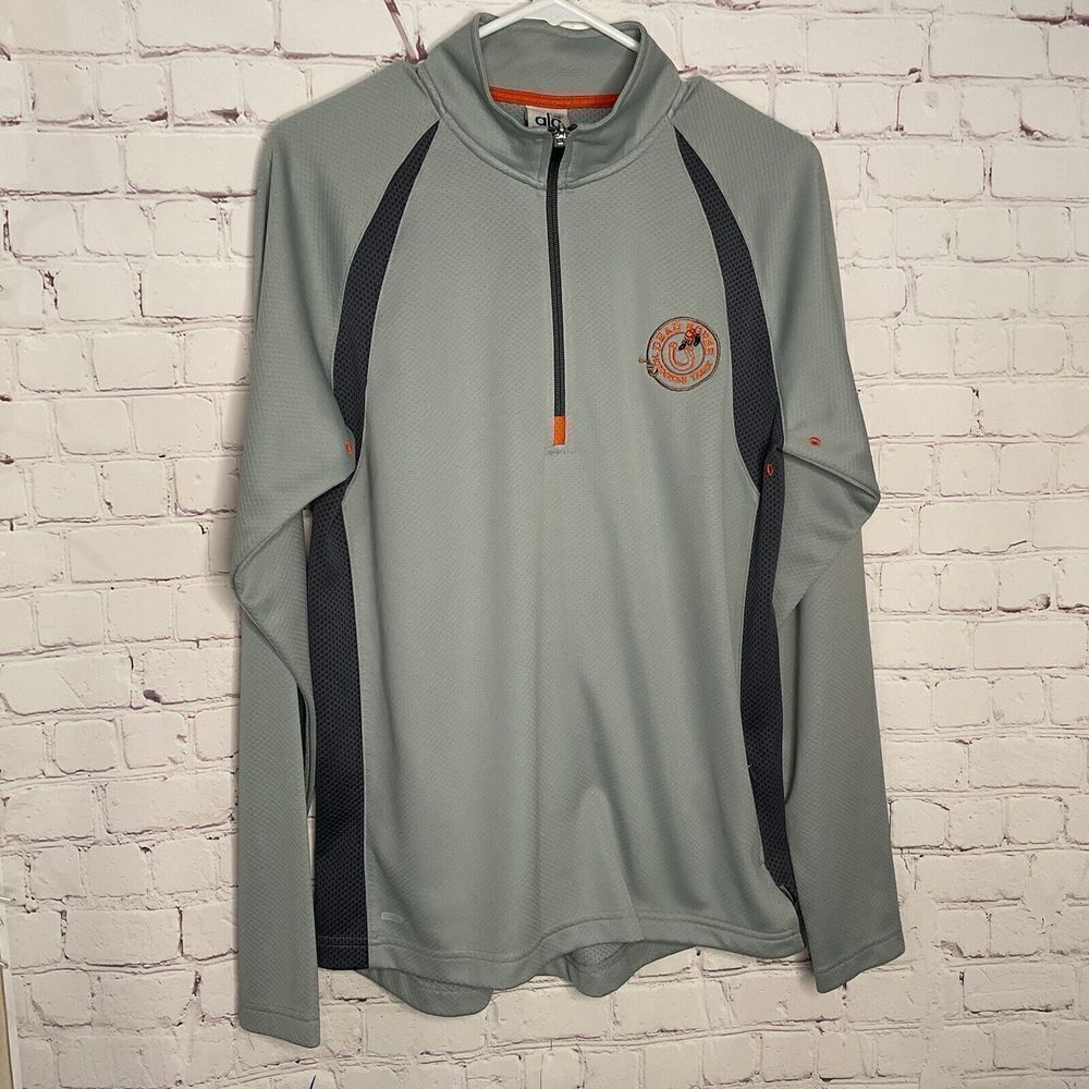 ALO Coolfit Mens Small S Shirt Pullover 3/4 Zip Gray Activewear Long Sleeve
